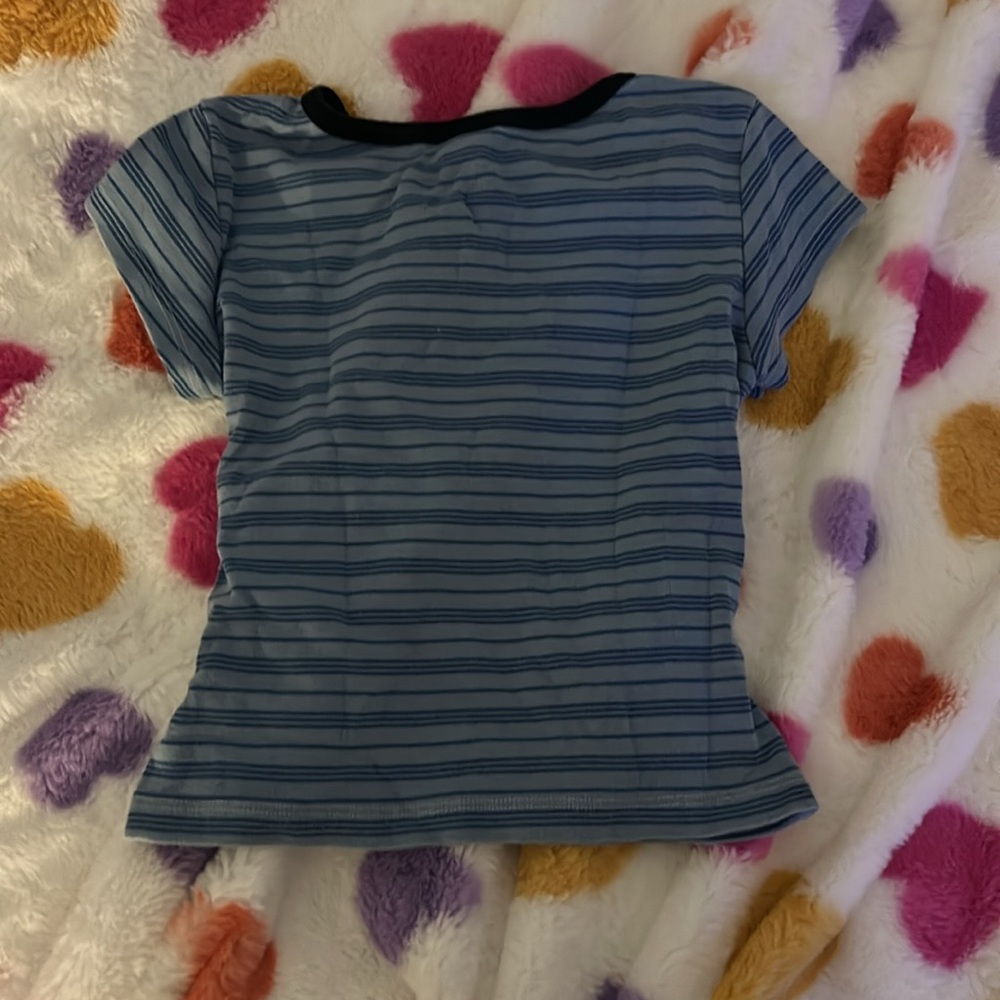 Brandy Melville Blue Striped Tee - Picture 2 of 3
